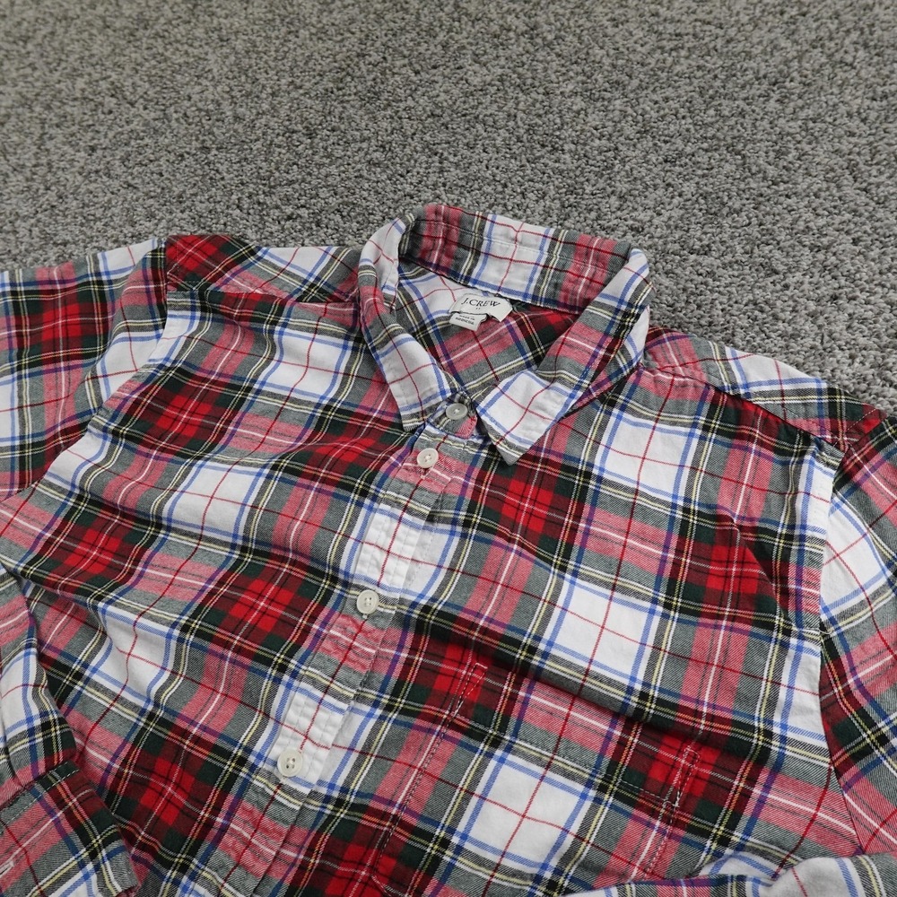 J‎ Crew Shirt Womens XL Red Plaid Flannel Button Up Long Sleeve Casual Outdoor